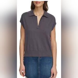 DKNY Ladies Sleeveless Collared Sweater XXL GRAY